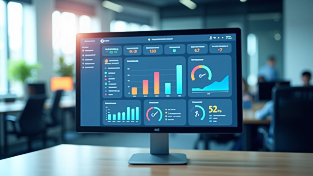 Modern dashboard displaying website performance metrics and Core Web Vitals scores on computer monitor