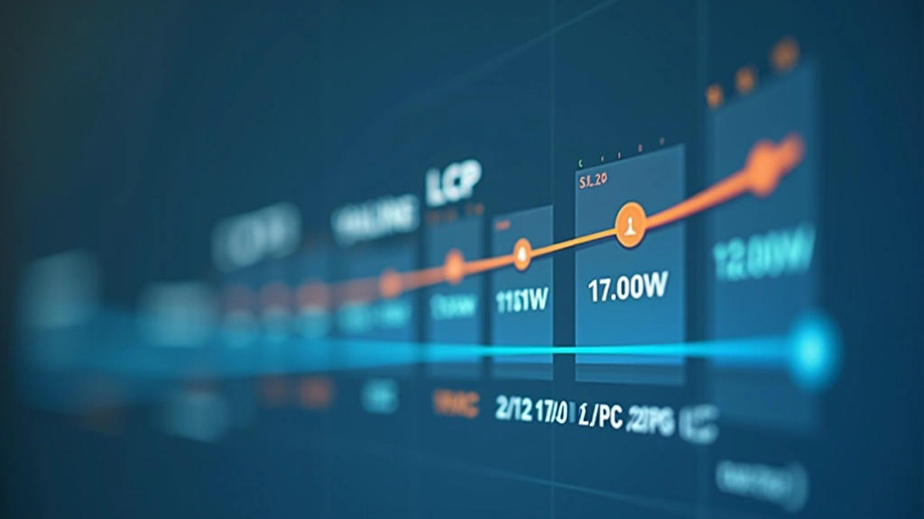 Timeline visualization showing page load progression with LCP marker at 2.3 seconds, progress bars indicating different loading stages